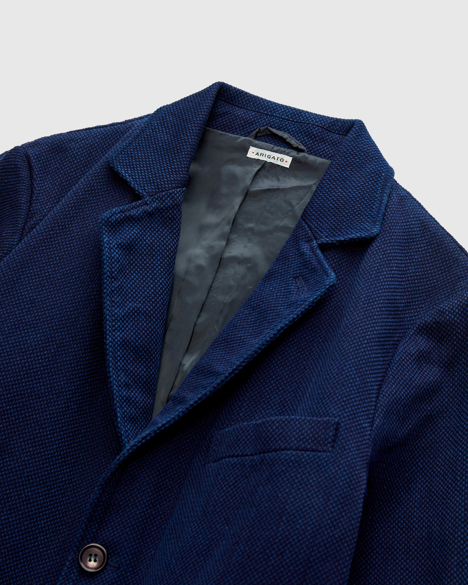 Double Cloth Sashiko Tailored Jacket in Pure Indigo - 4