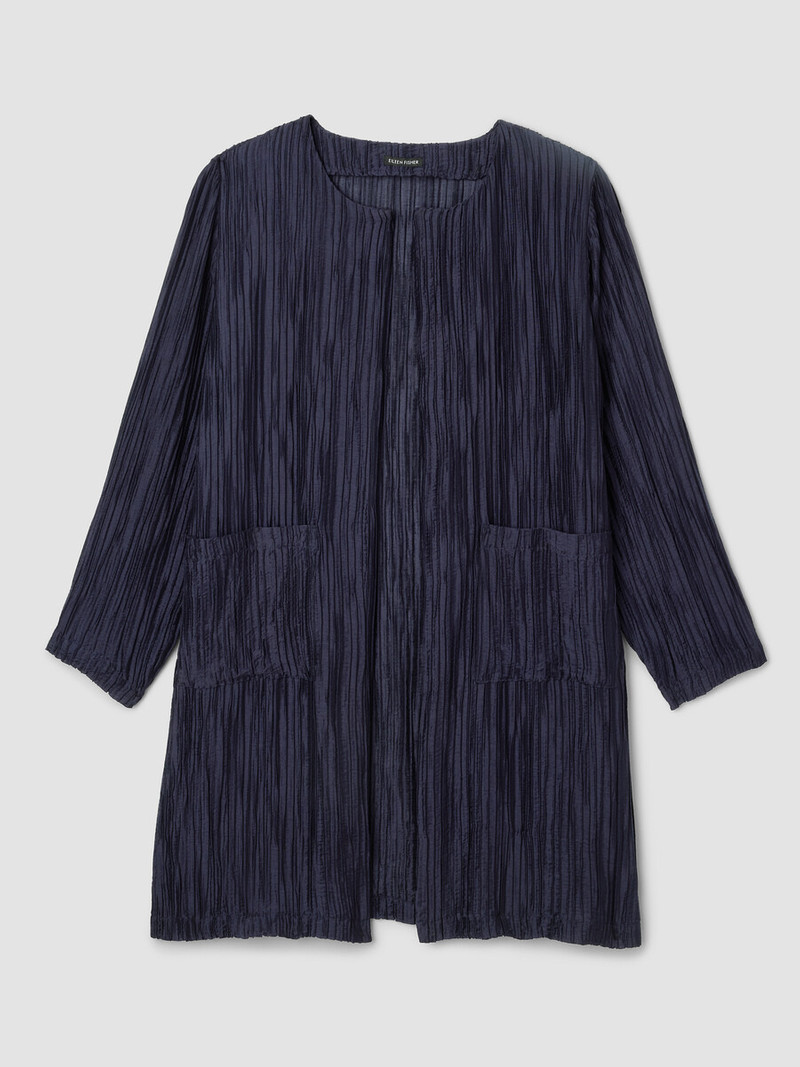 Crinkle Shimmer Round Neck Jacket 1