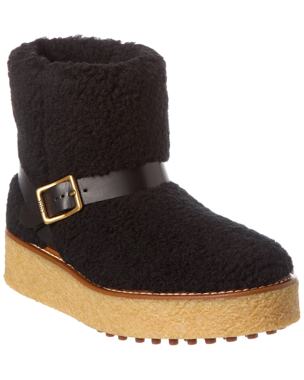 TODs Shearling & Leather Platform Boot - 1
