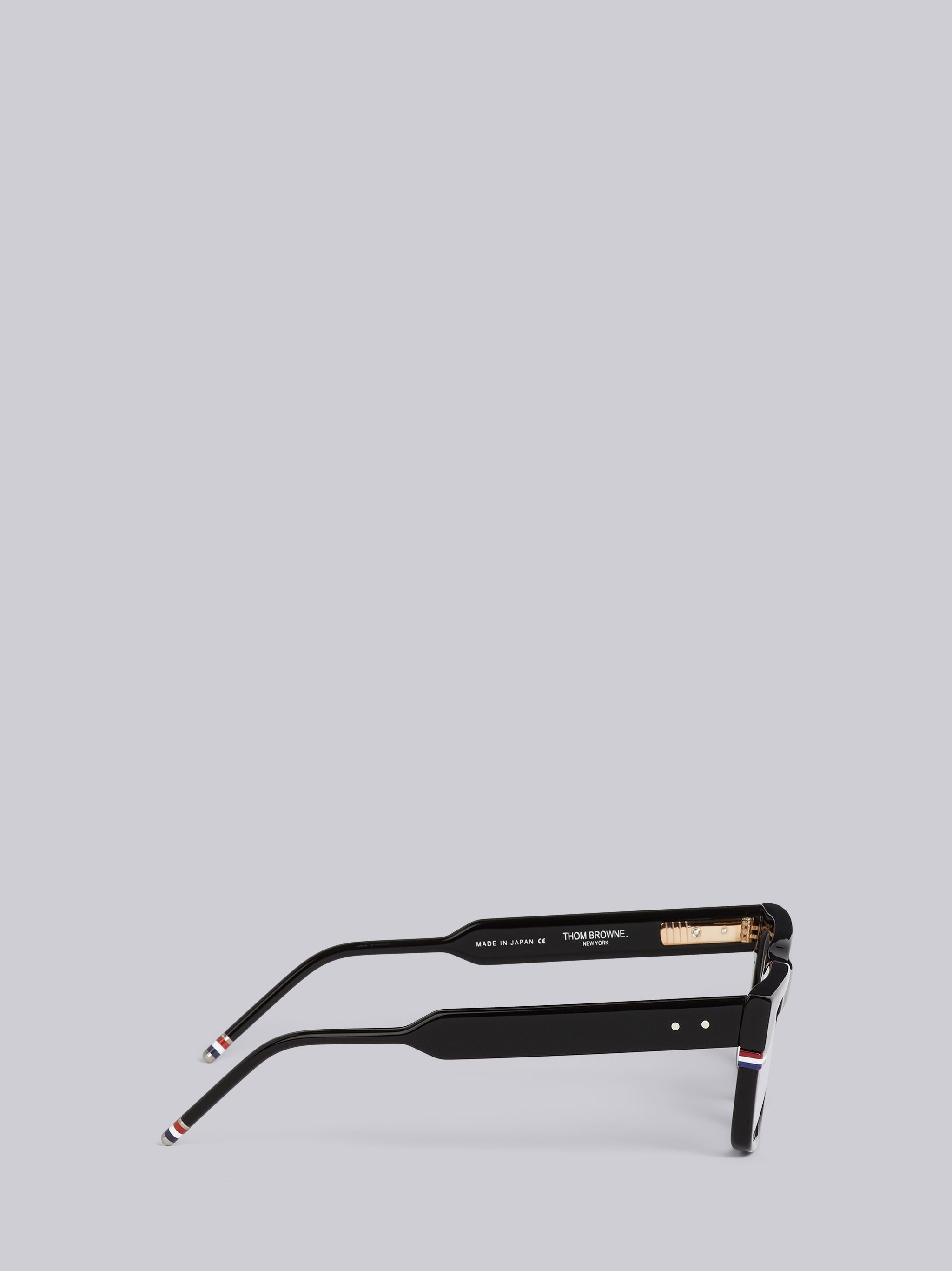 TB714 - Black Tri-Color Line Rectangle Glasses - 3