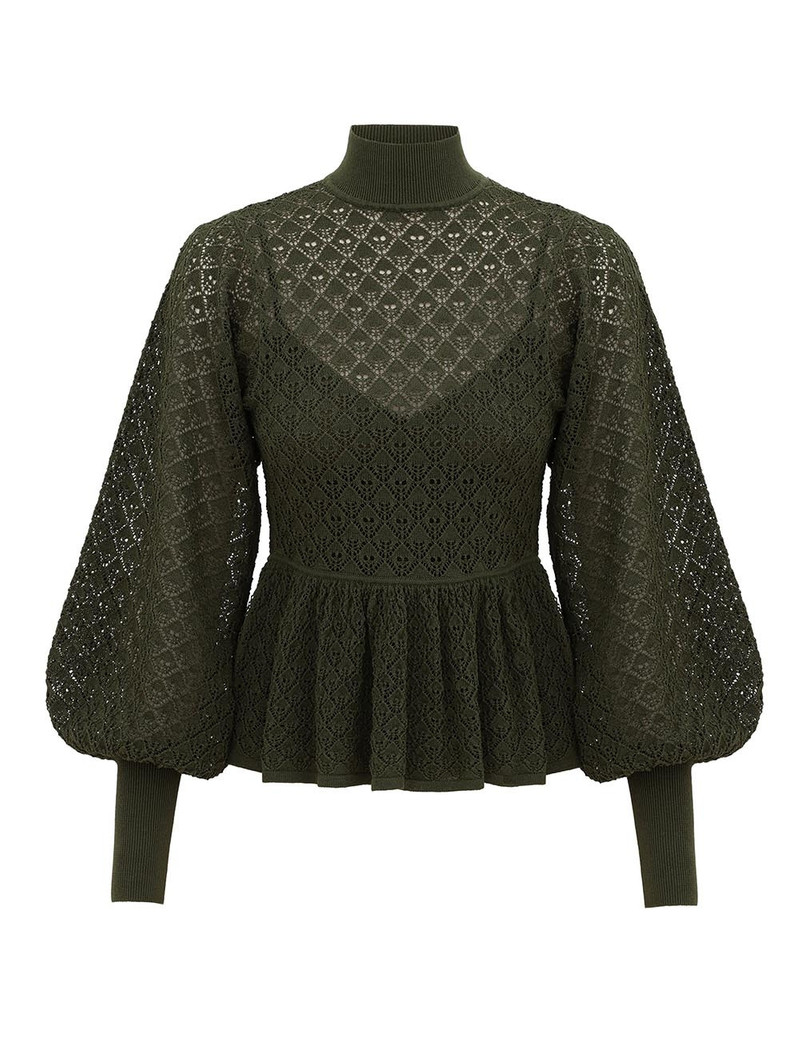 LUNA LACE KNIT PEPLUM BLOUSE 1