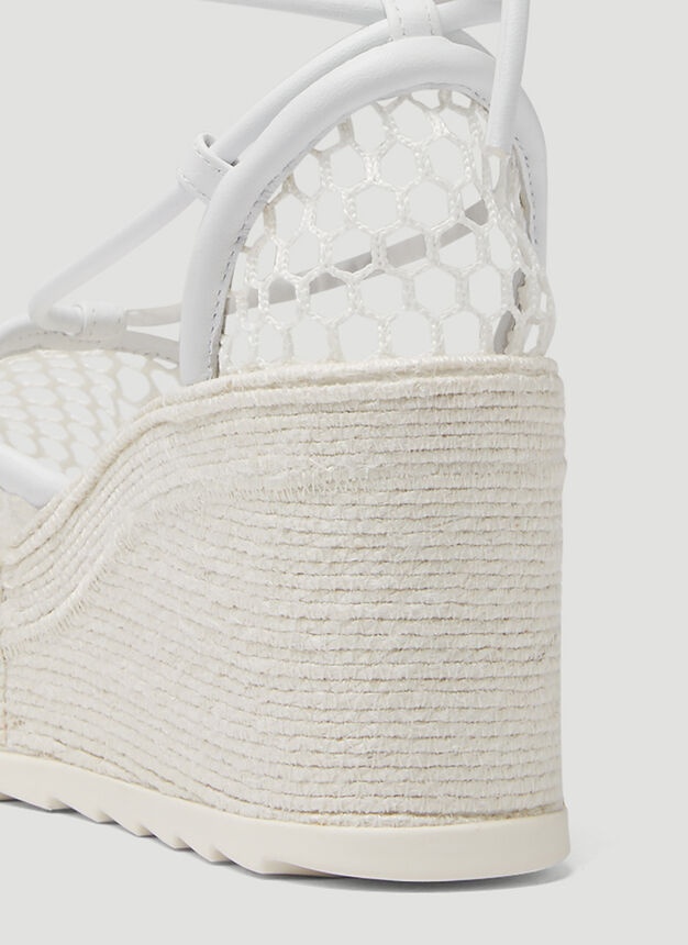 Bottega Veneta Stretch Espadrille Wedges in White | lncc