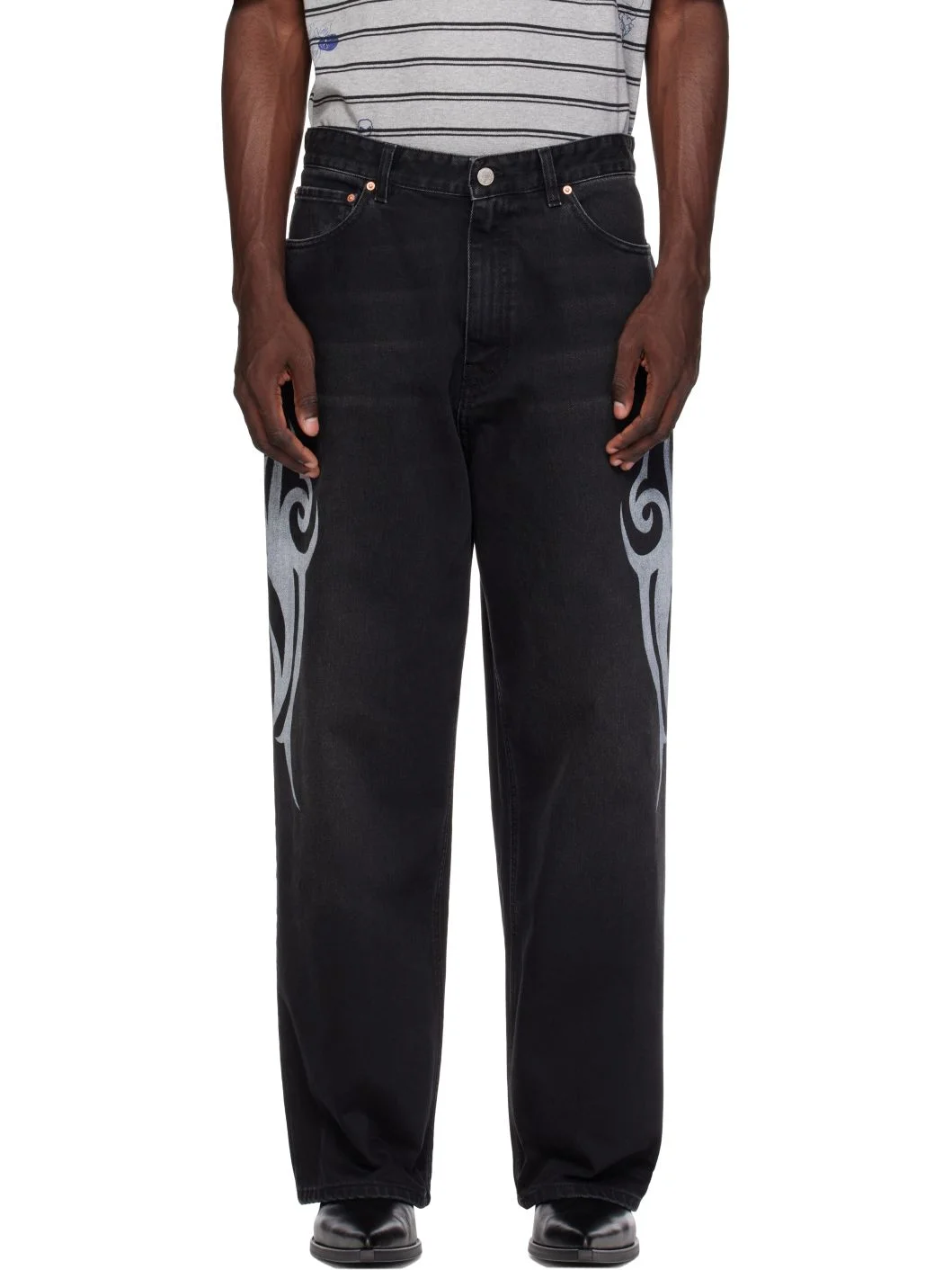 Black Graffiti Baggy Jeans - 1
