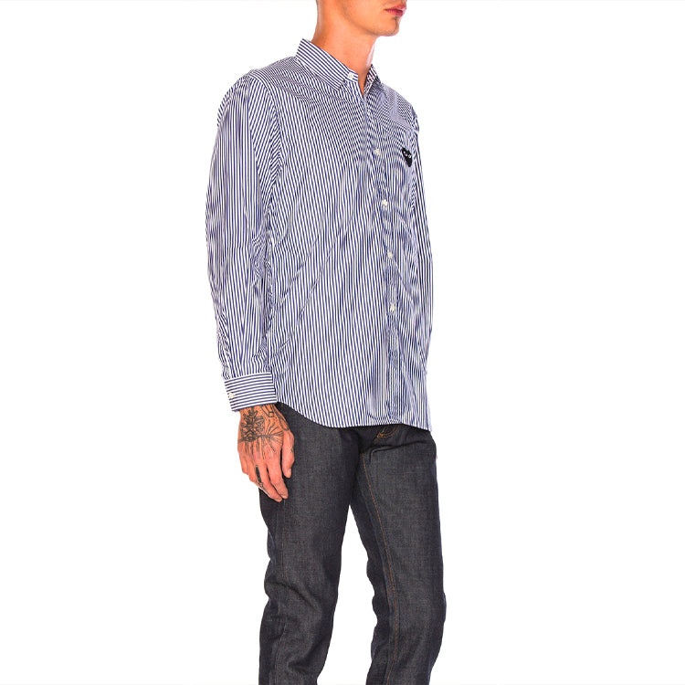 COMME des GARCONS PLAY Black Emblem Striped Button Down 'Blue' AZ-B008-051-1 - 5