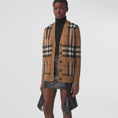 Burberry Check Wool Cashmere Jacquard Cardigan outlook