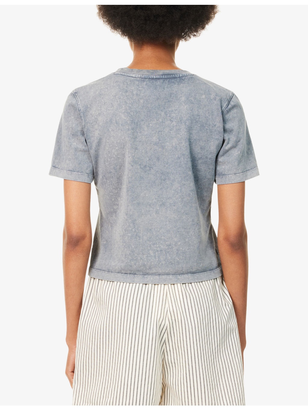 Heart-Embroidery Round-Neck Cotton-Jersey T-Shirt - 4