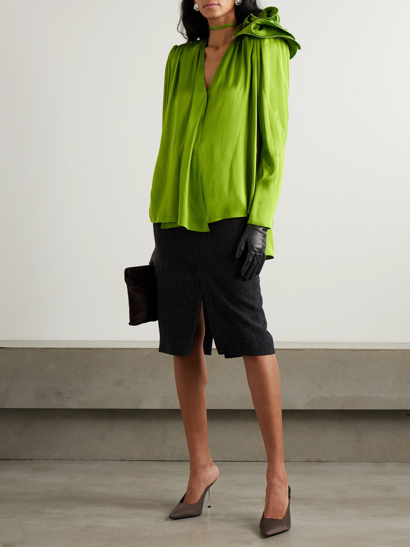 MAGDA BUTRYM Appliquéd Gathered Silk-satin Blouse outlook