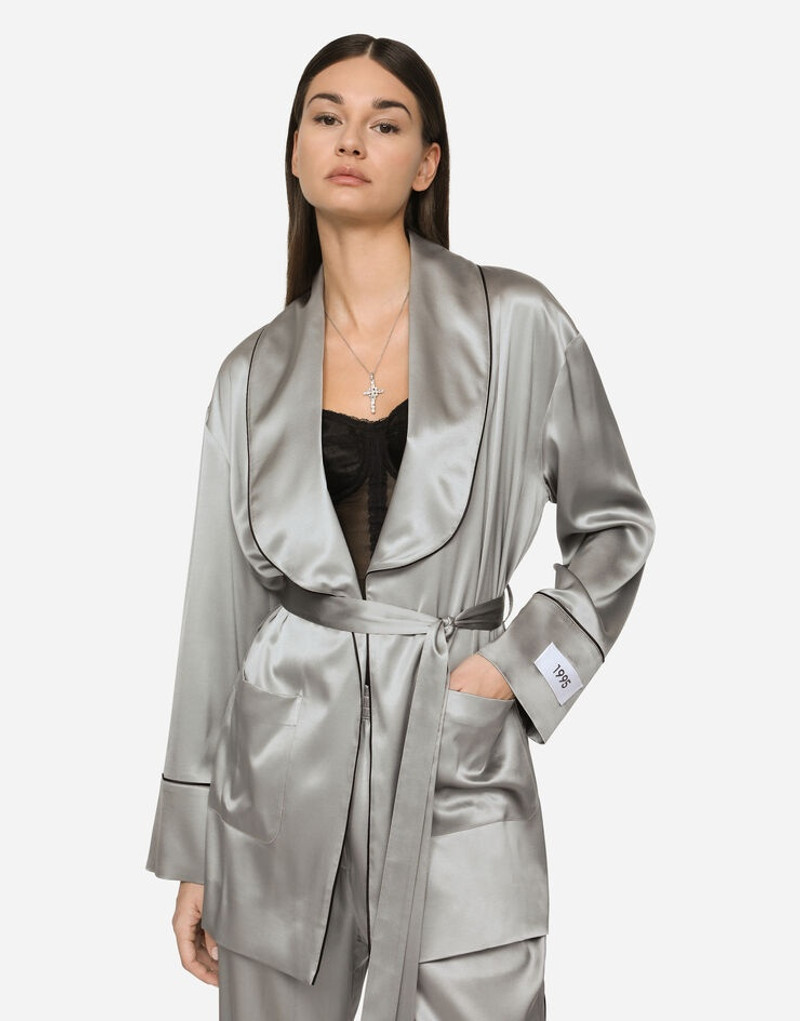 Satin pajama shirt with belt 4