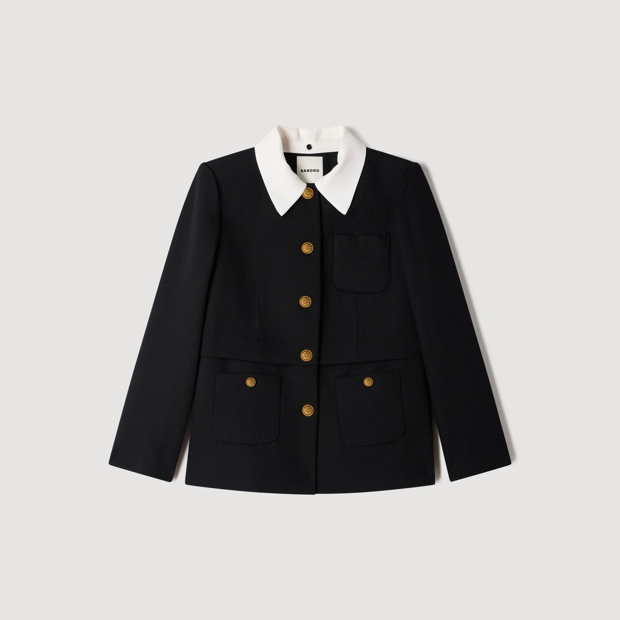 JACKET WITH REMOVABLE CONTRAST COLLAR - 1