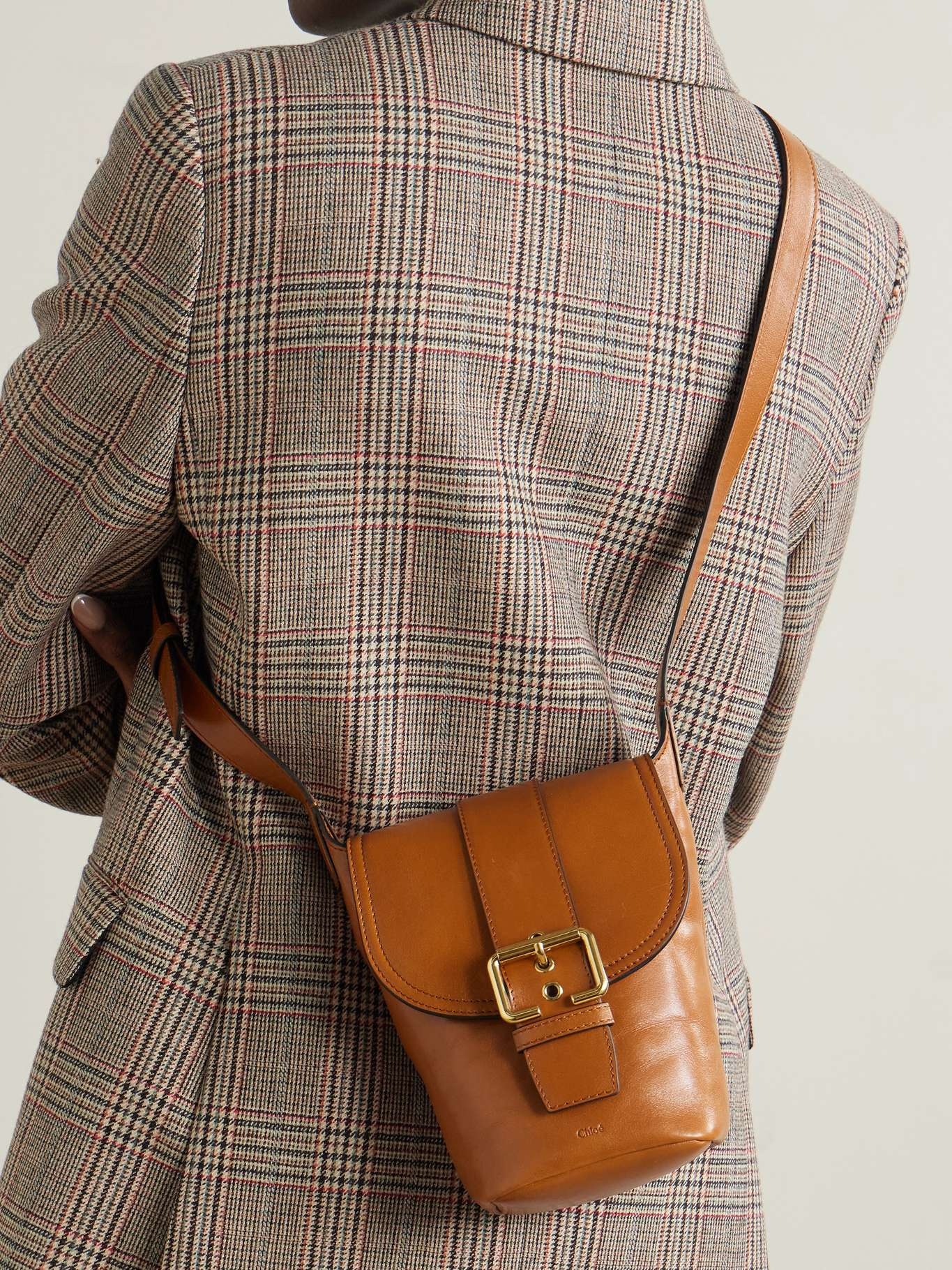 Camera leather shoulder bag Brown - 2