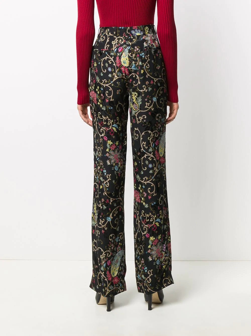 floral-print high-waist trousers - 4