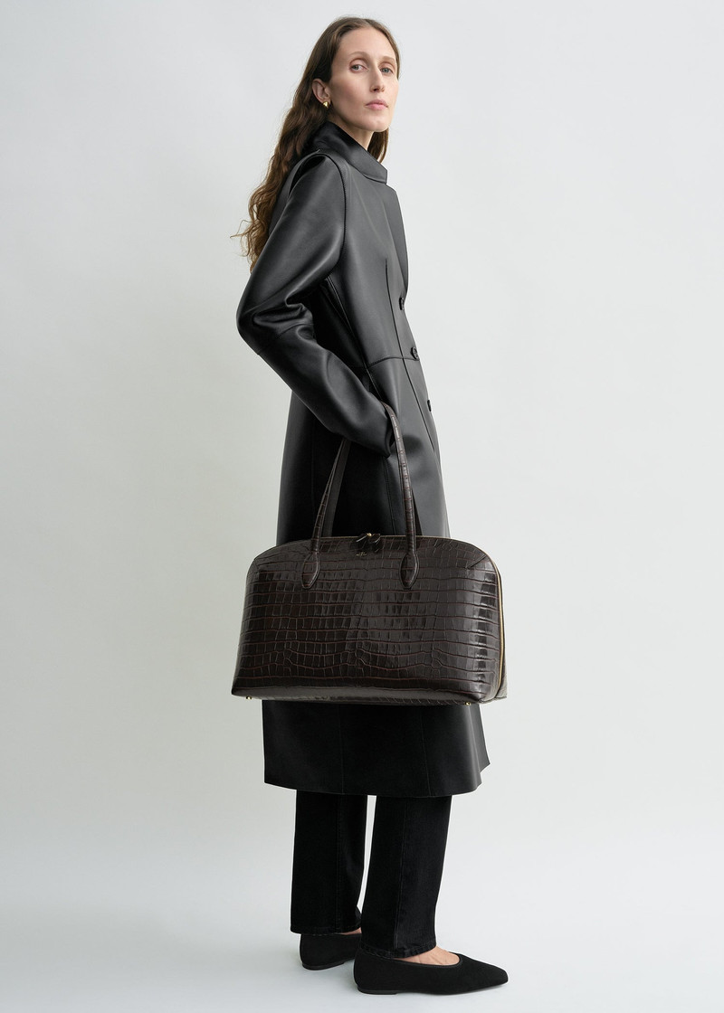 TOTEME Croco-embossed day tote dark chocolate outlook
