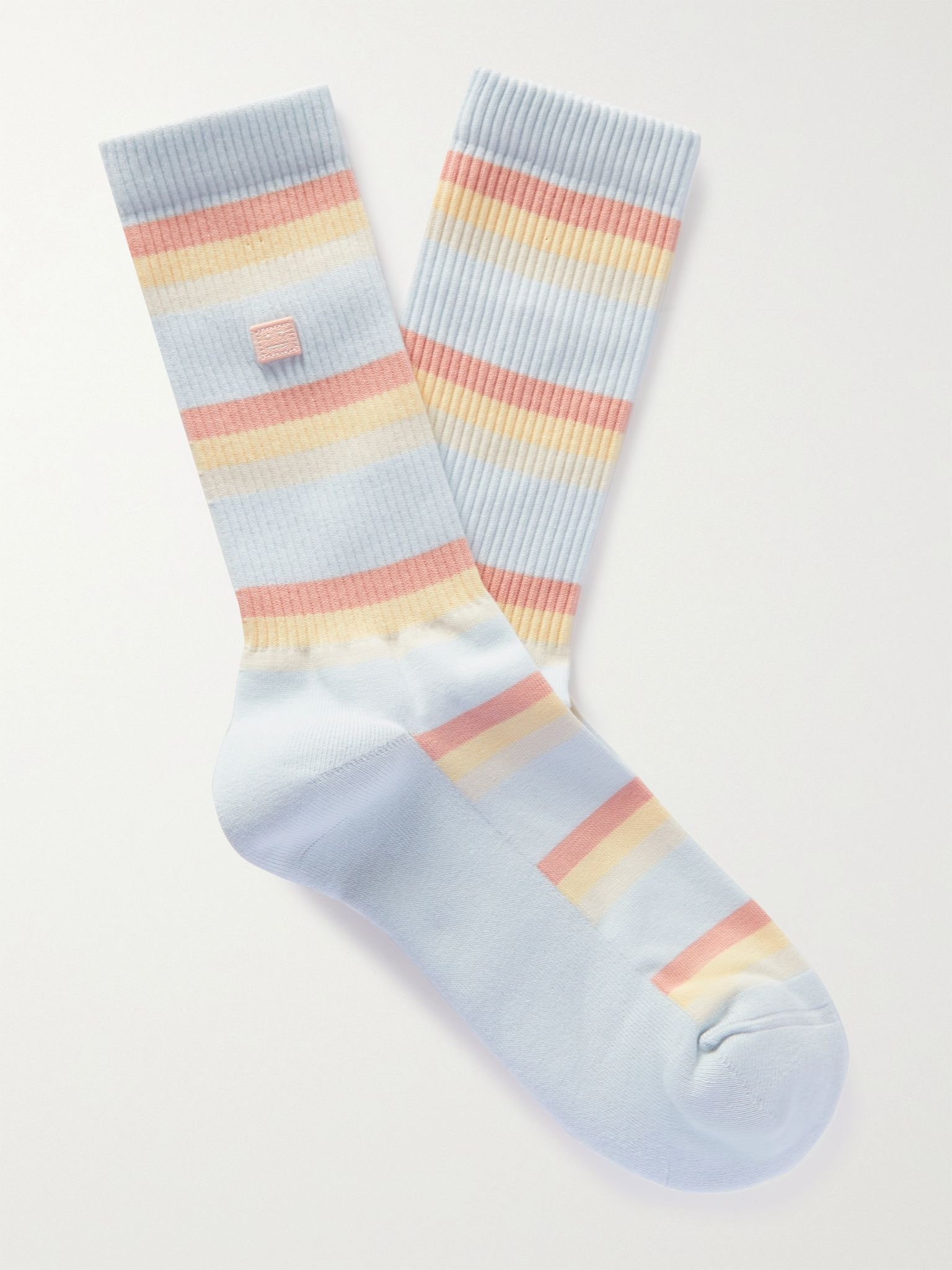 Striped Ribbed Stretch Cotton-Blend Socks - 1