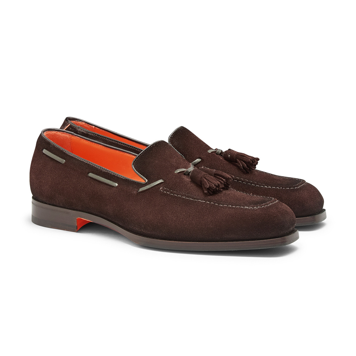 Men’s dark brown suede and leather tassel loafer - 3