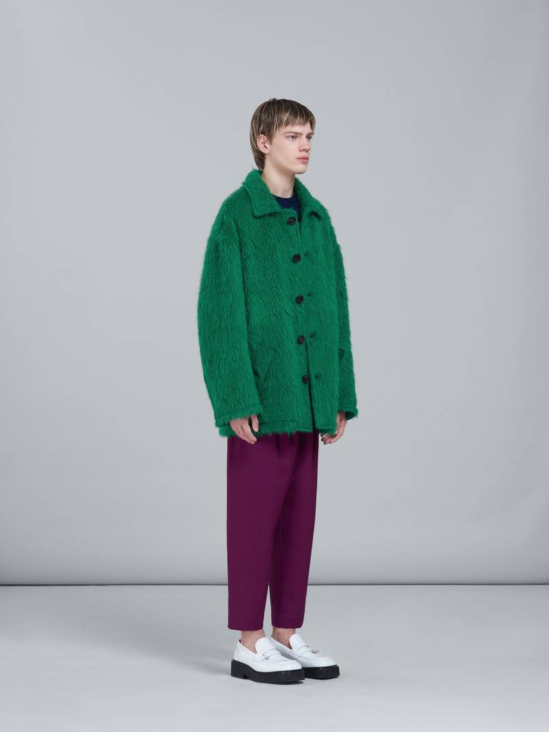GREEN RATINÉ CHECK CABAN COAT 6