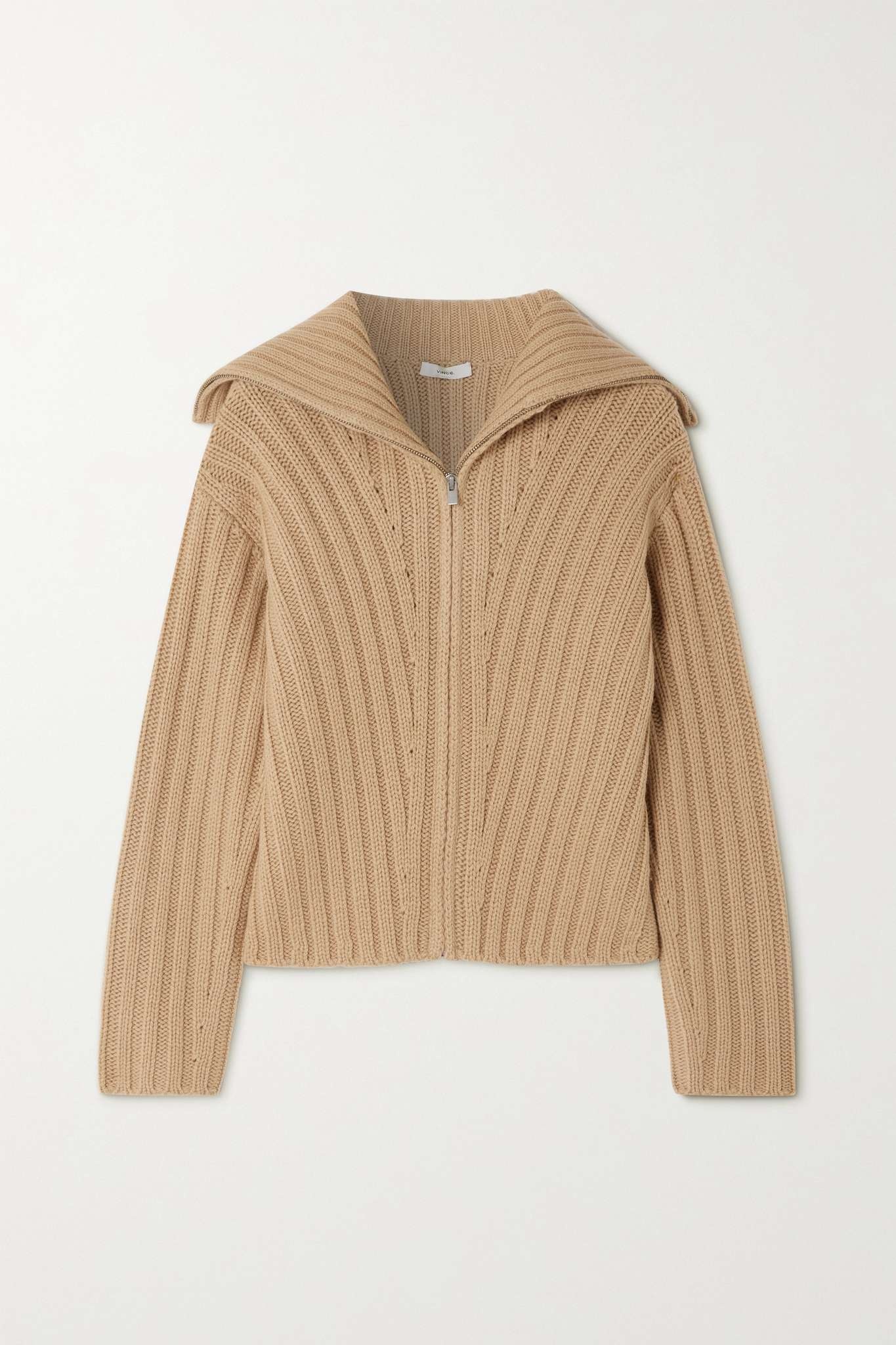 Ribbed wool and cashmere-blend cardigan - 1