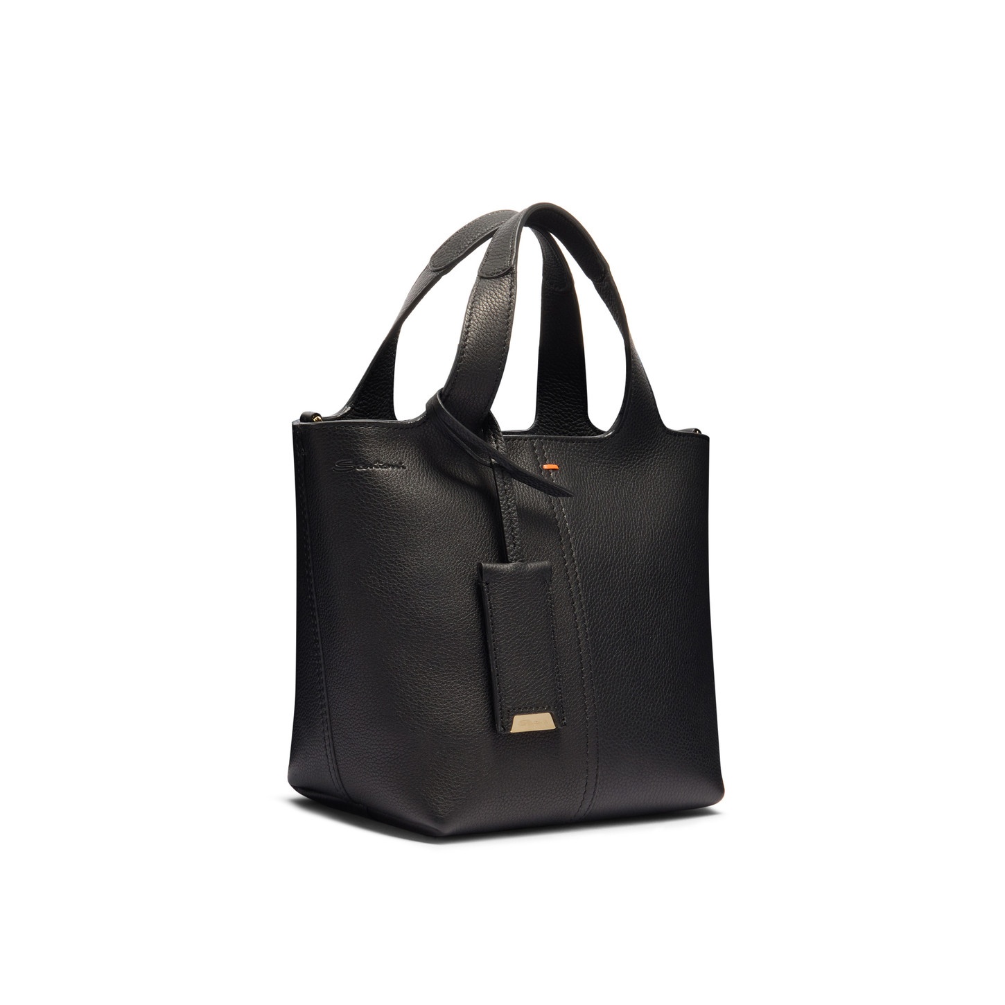 Black tumbled leather handbag - 3