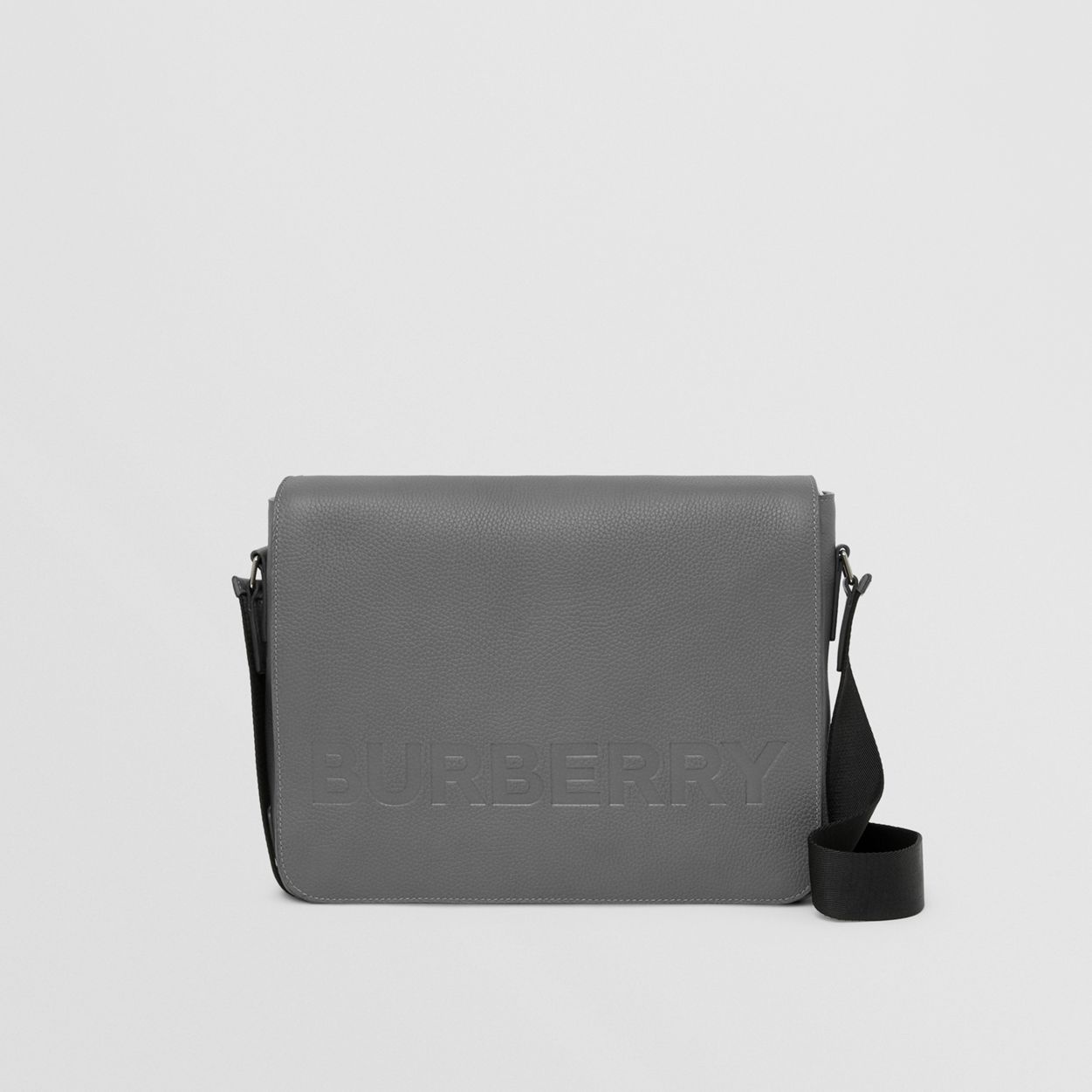 Logo Embossed Leather Messenger Bag - 1