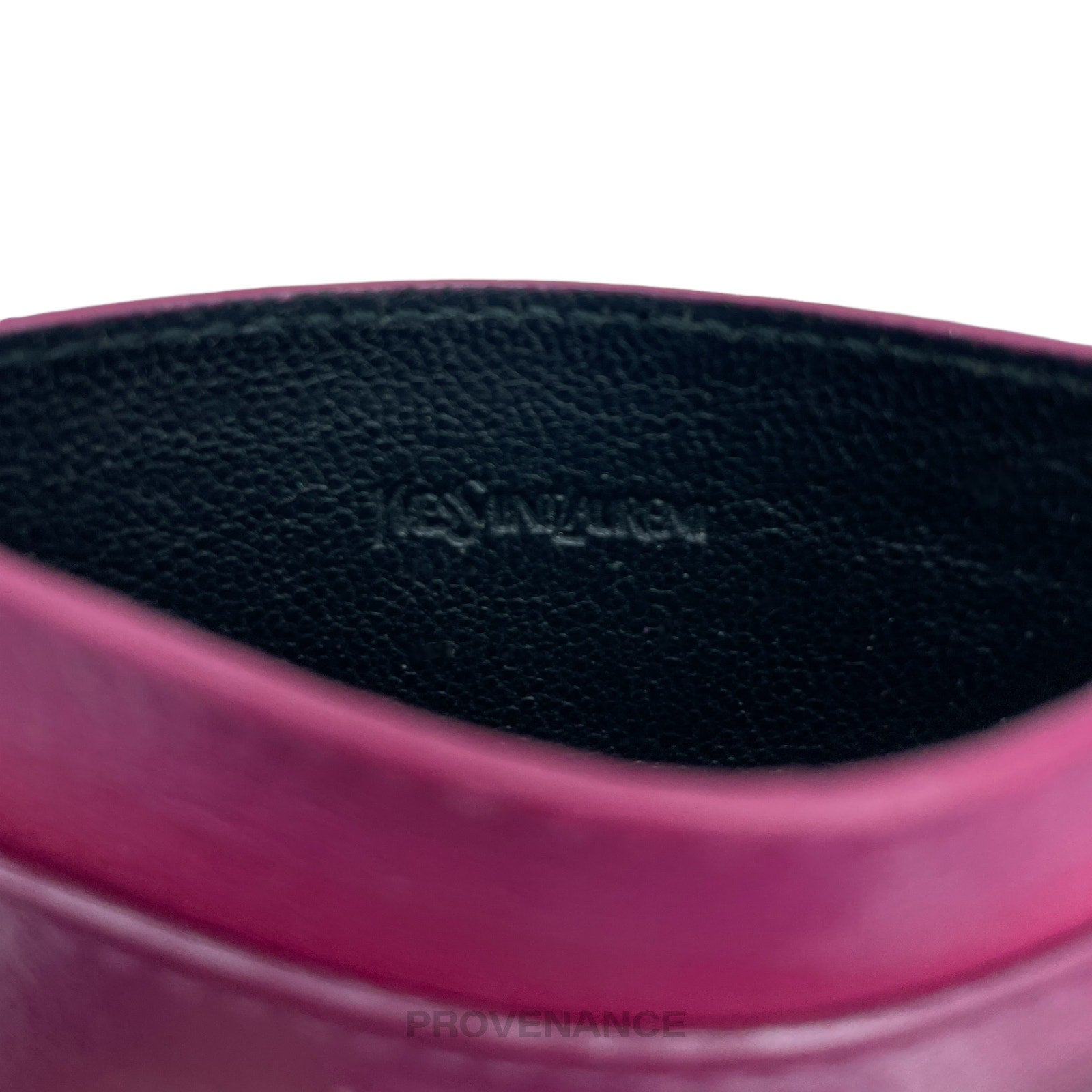 Saint Laurent Paris YSL Logo Card Holder Wallet - Fuchsia - 6