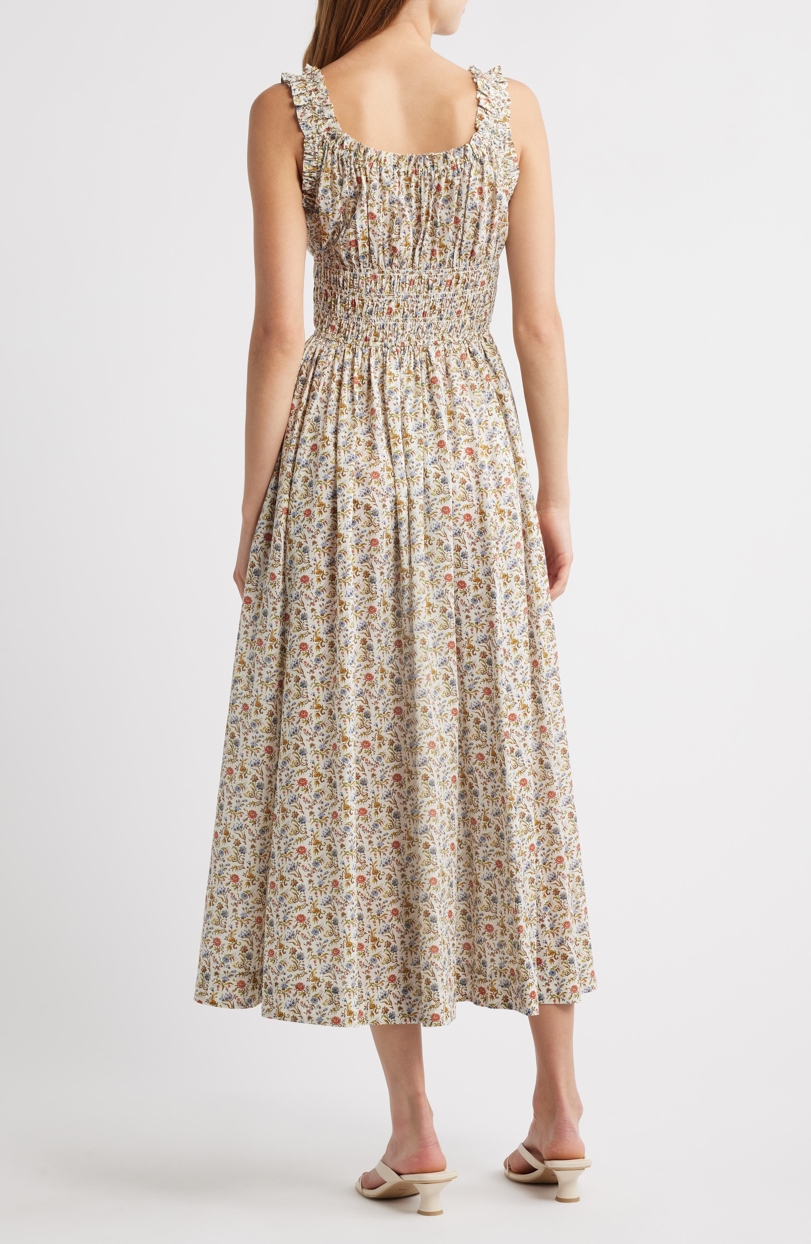 DÔEN Emmaretta Floral Pleated Cotton Voile Maxi Dress in Jardin Du Chateau at Nordstrom - 2