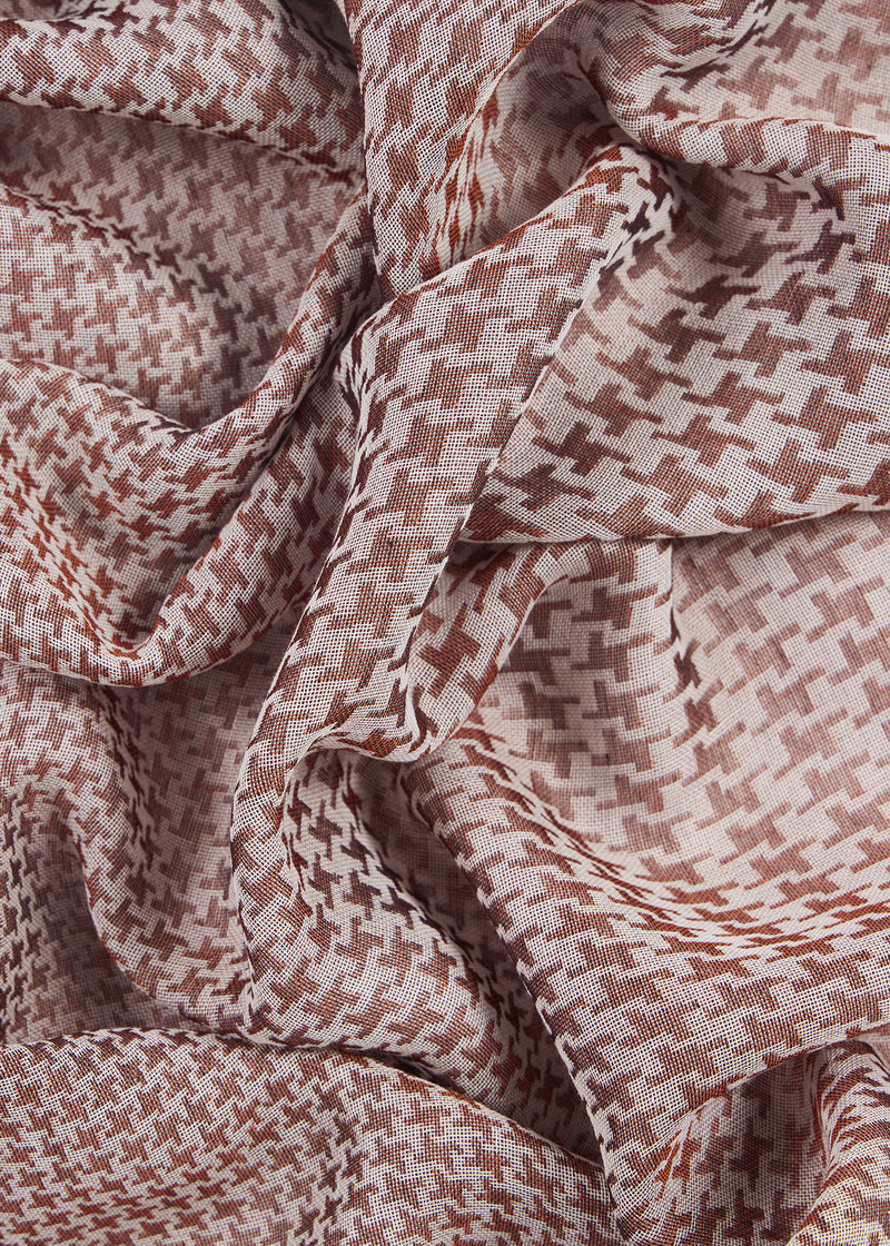 Orange Cotton-Blend Optic Houndstooth Scarf 3