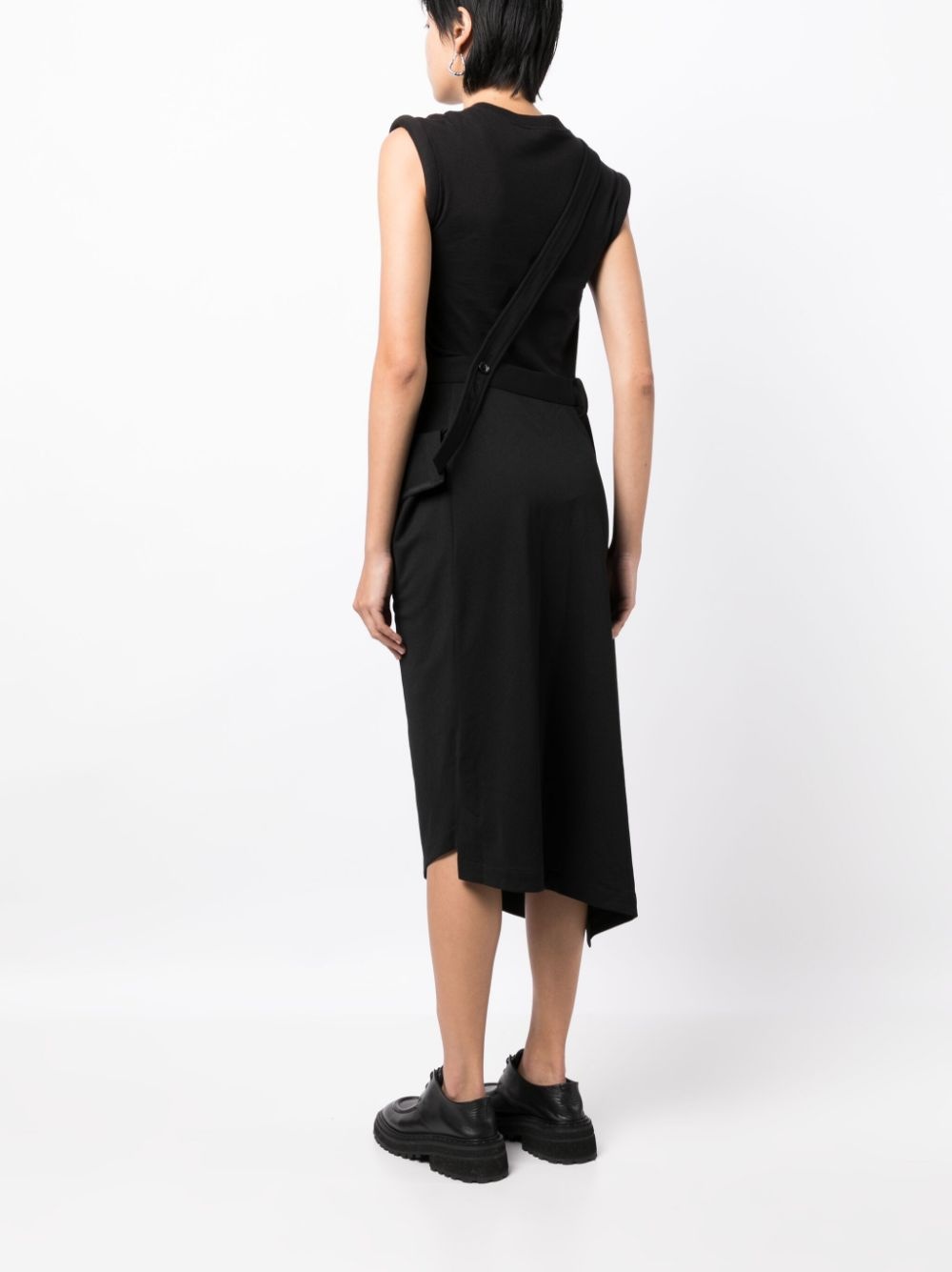 adjustable shoulder-strap draped skirt - 4