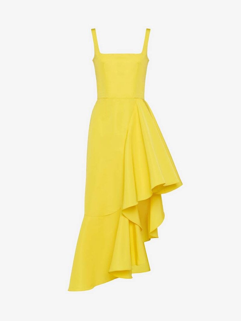 knee length dresses for ladies Prosperina Greer Sunshine Yellow Stripe Cotton Midi Dress