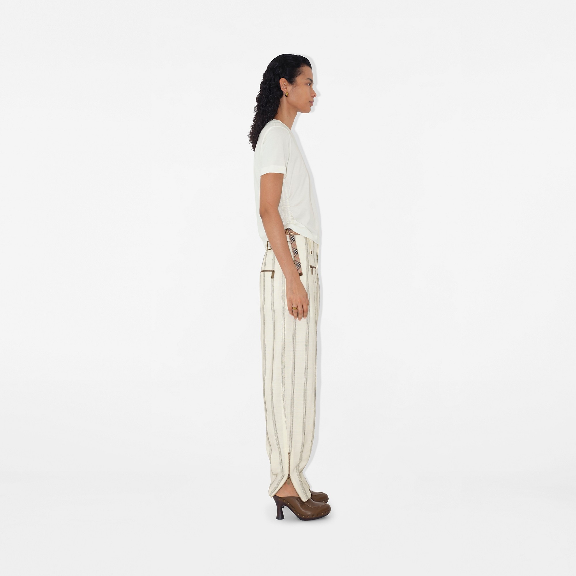 Check Trim Cotton T-shirt - 4