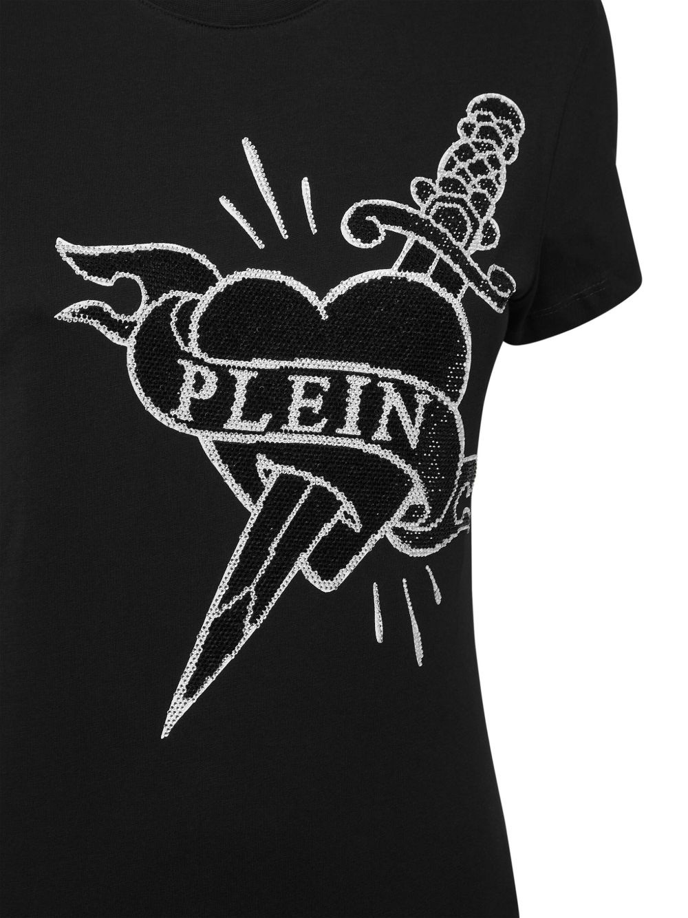 logo-crystal cotton T-shirt - 2