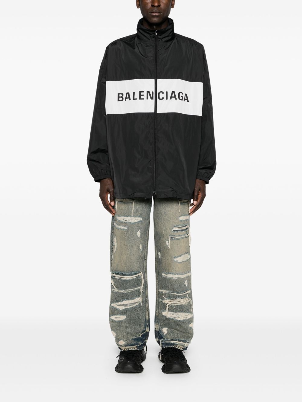 logo-print zip-up windbreaker - 3