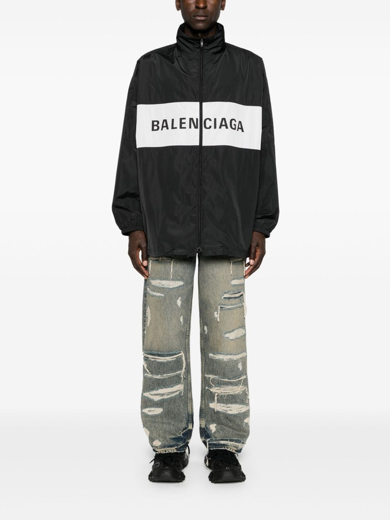 BALENCIAGA logo-print zip-up windbreaker outlook