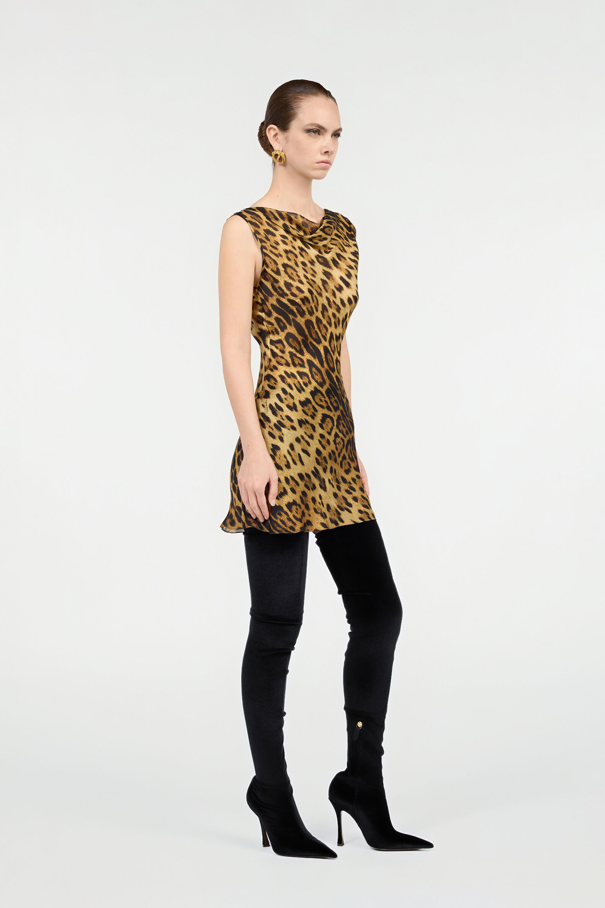 Silk Mini Dress With Jaguar Skin Print - 3