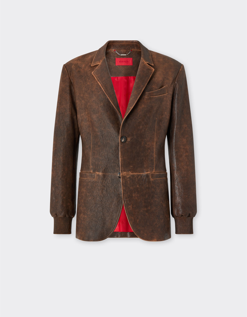 Damask leather blazer 1