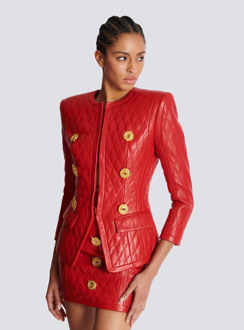 Quilted lambskin edge-to-edge jacket 7