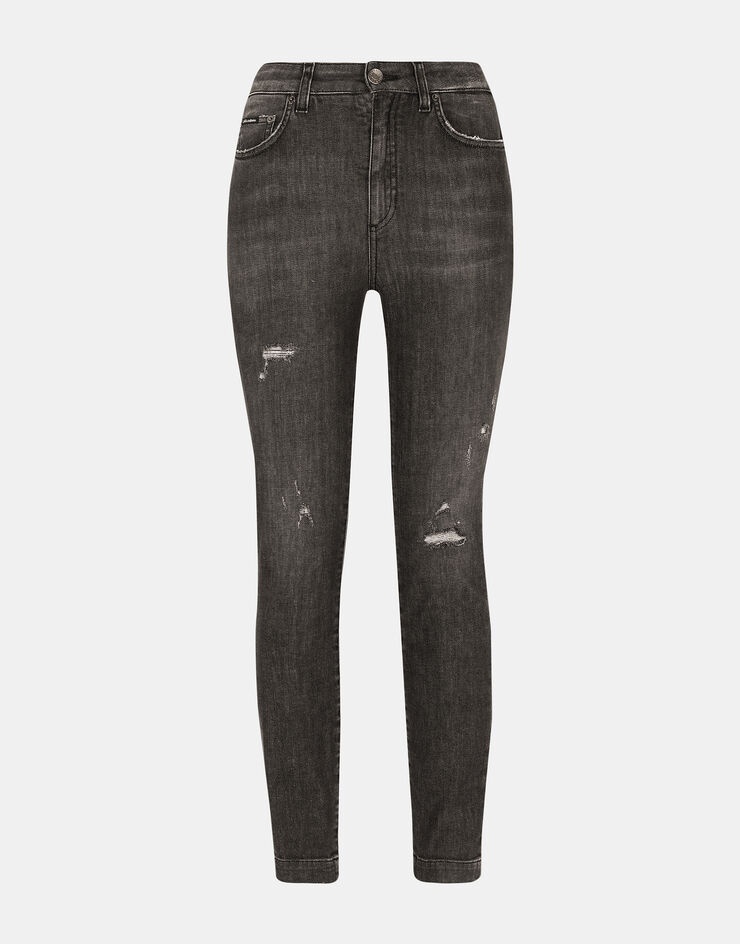 Deep blue denim Audrey jeans with ripped details - 1