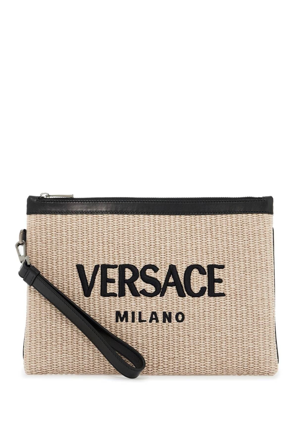 VERSACE RAFFIA POUCH FOR | REVERSIBLE