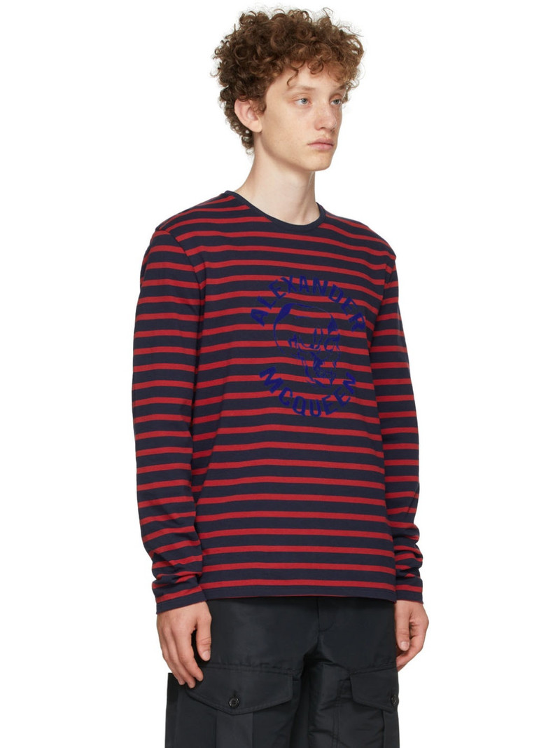 Alexander McQueen Navy & Red '70s Skull Long Sleeve T-Shirt outlook