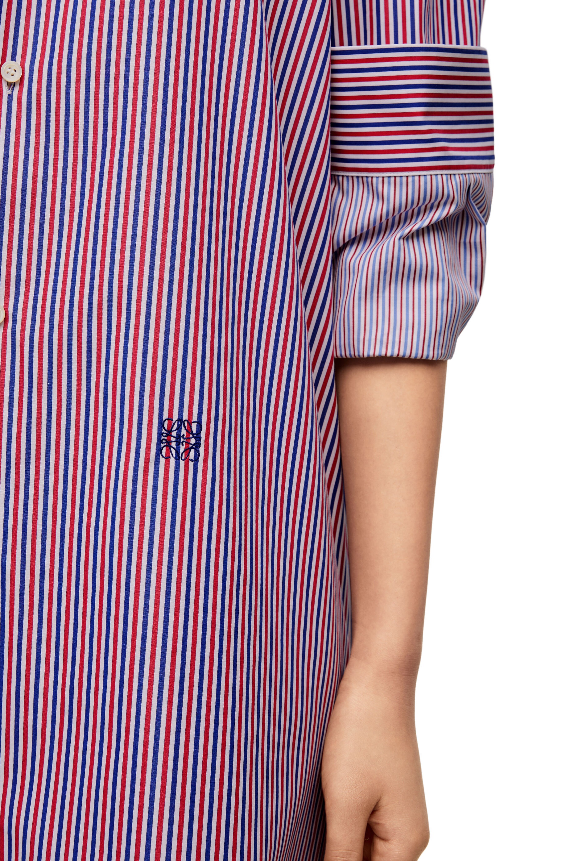 Turn-up shirt dress in striped cotton - 5