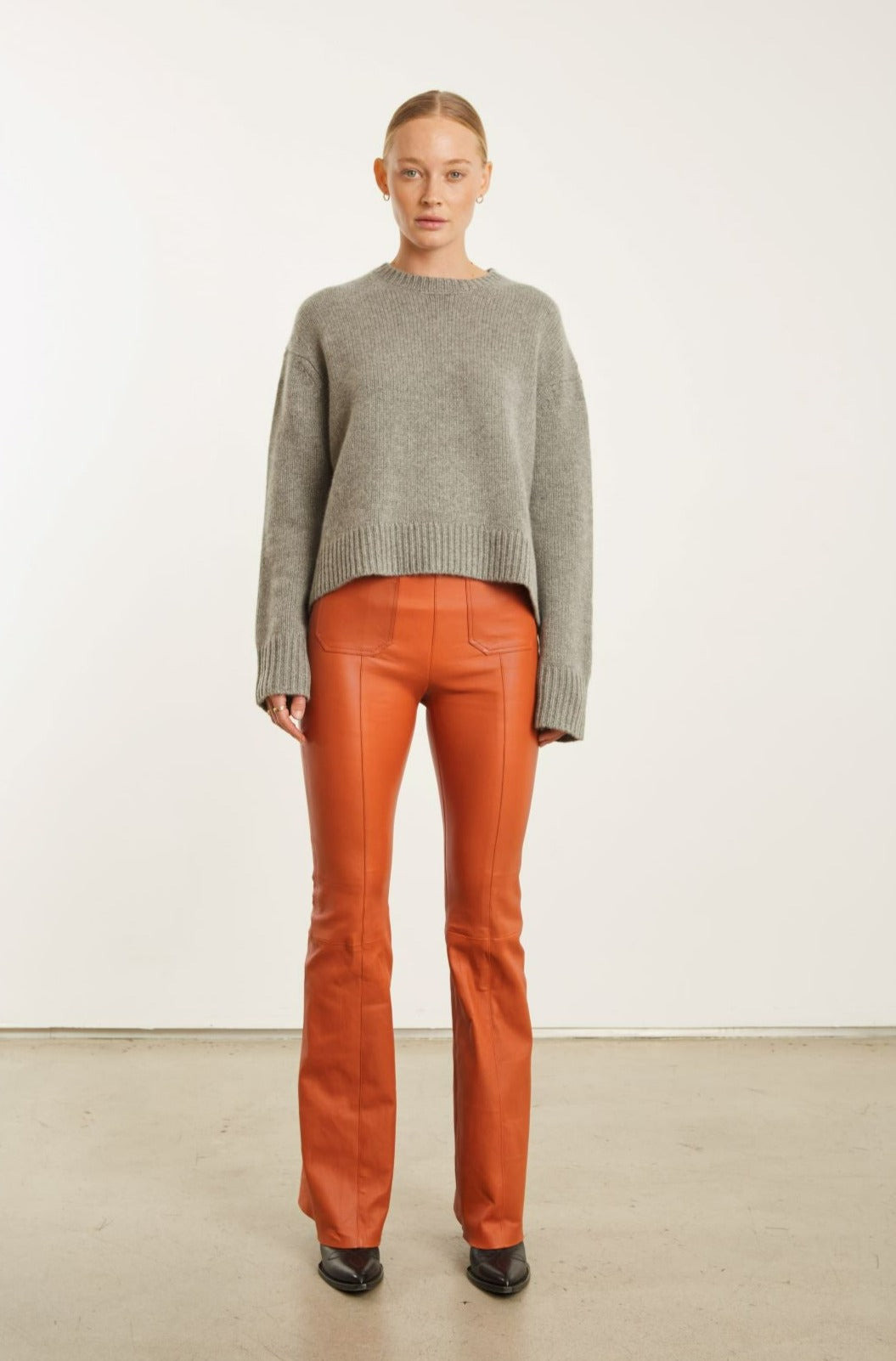 GREY HEAVY CASHMERE SWEATER - 5