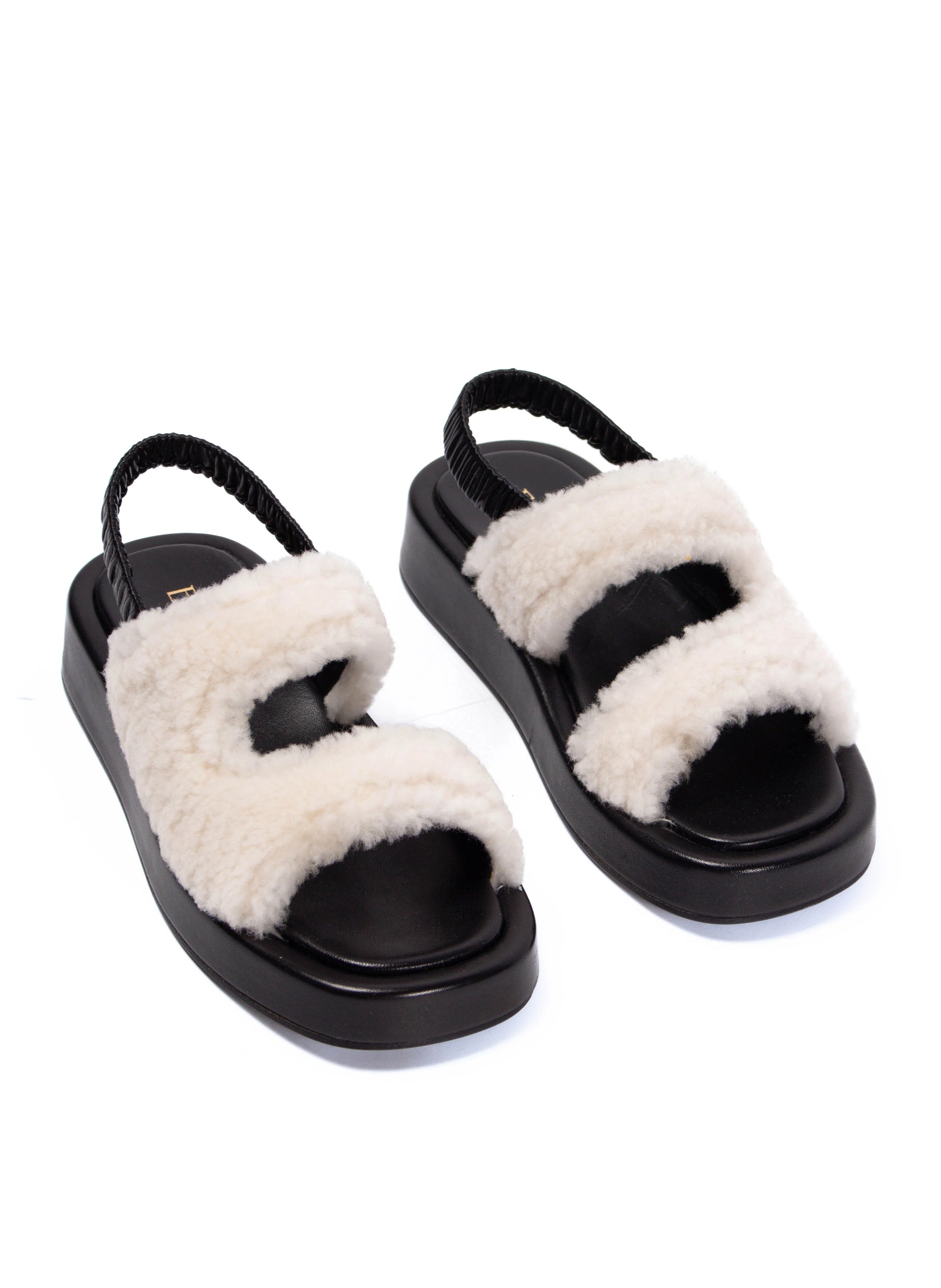 Gemini Shearling Slingback Black/Beige - 2