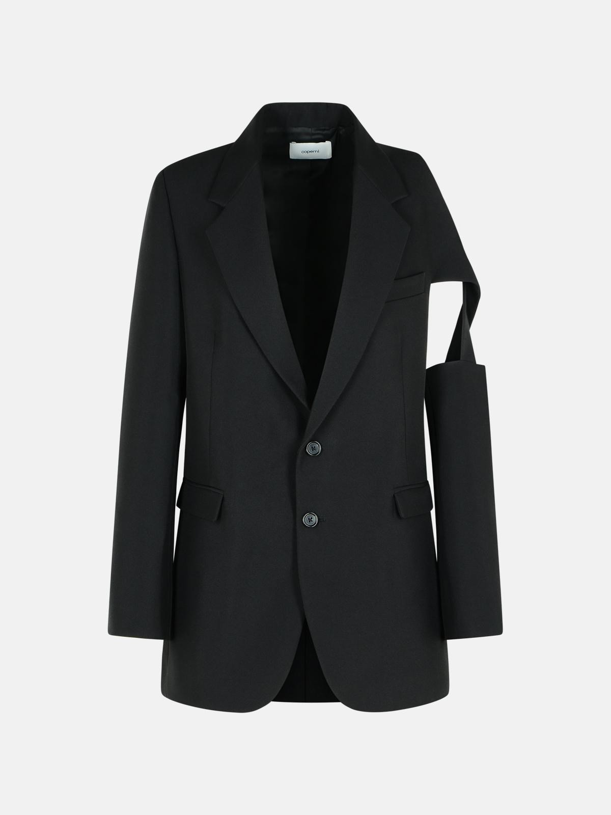 'CUTOUT' BLACK POLYESTER BLAZER - 1