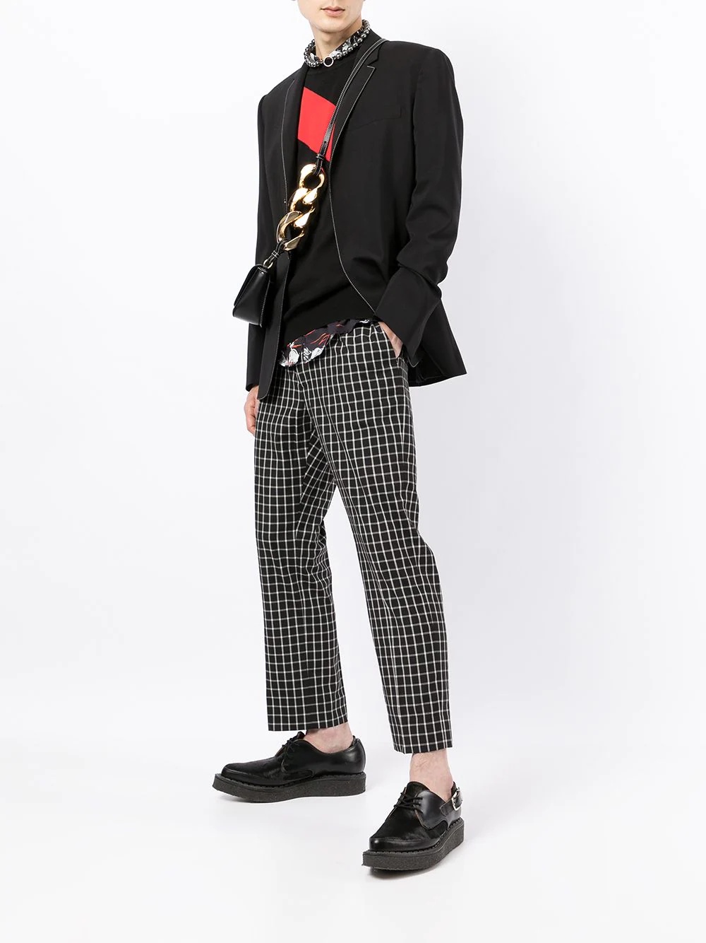 checked straight-leg pants - 2