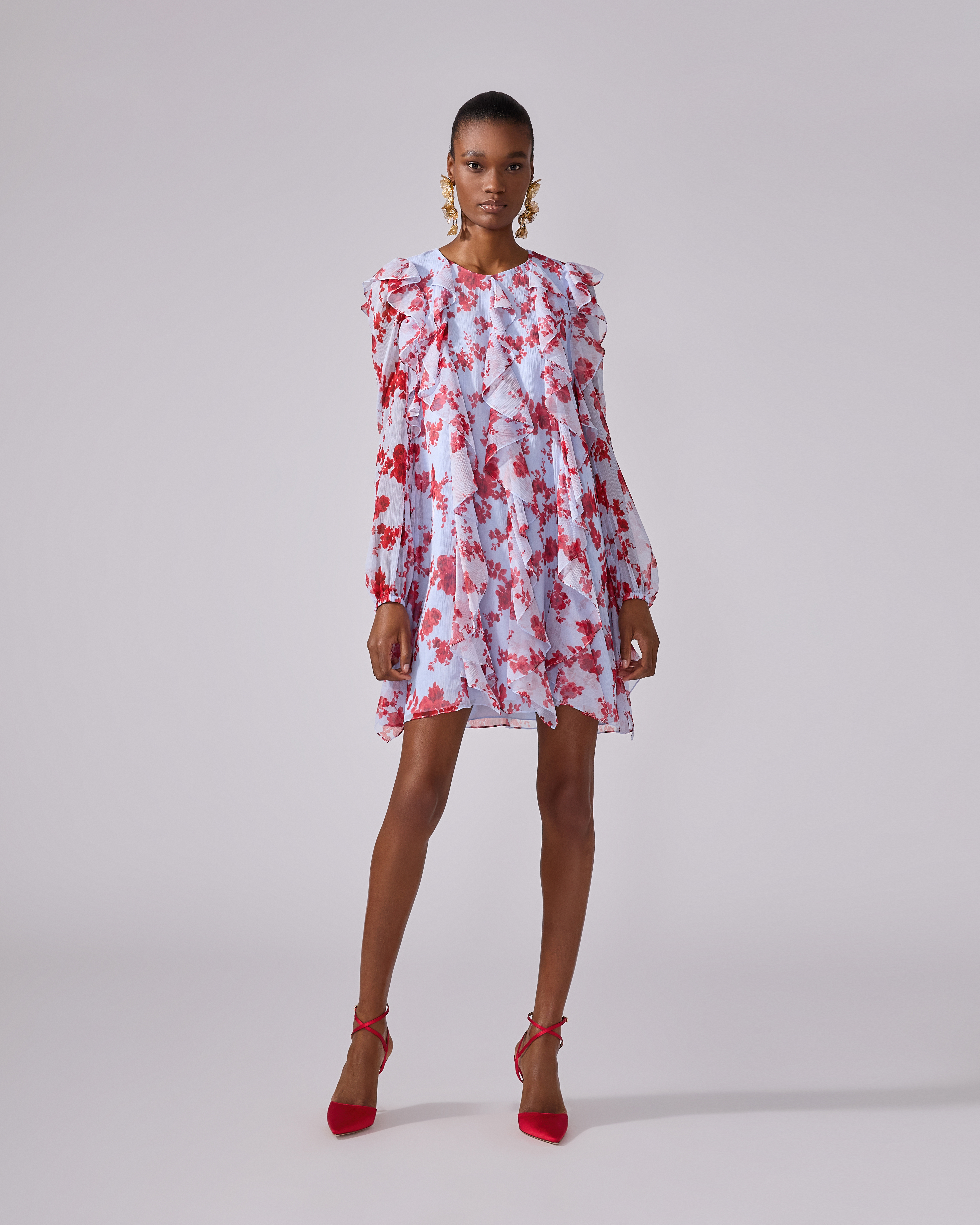 Chiffon Floral-Print Mini Dress - 2