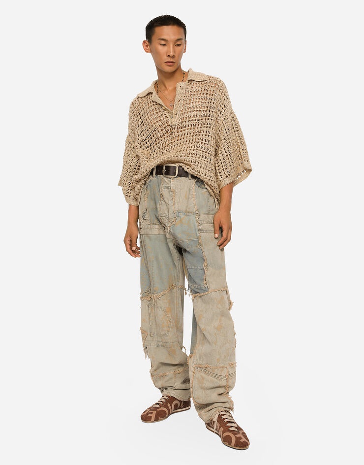 Straight-leg patchwork denim jeans - 3
