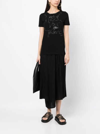 Yohji Yamamoto illustration-print logo-embroidered T-shirt outlook