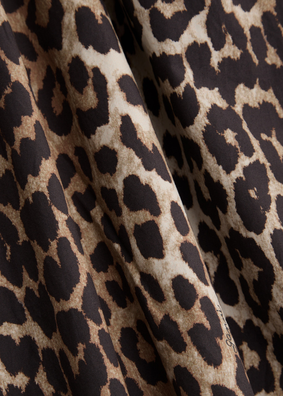 Ganni Leopard-print Belted Cotton Midi Dress - 5