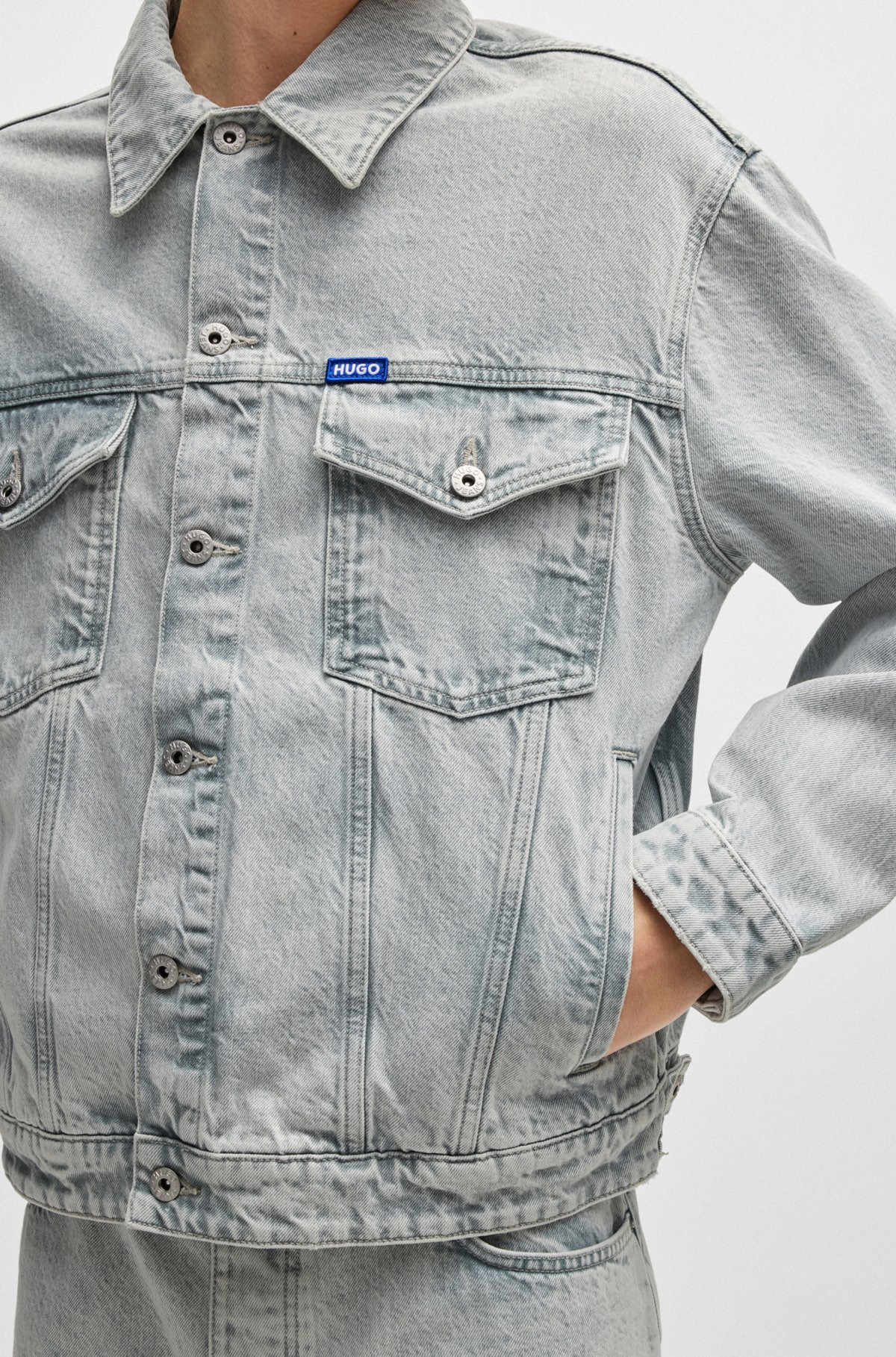 REGULAR-FIT JACKET IN LIGHT-GRAY STONEWASHED DENIM - 6