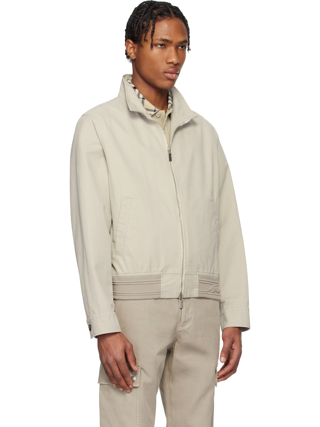 Taupe Cotton Harrington Jacket - 2