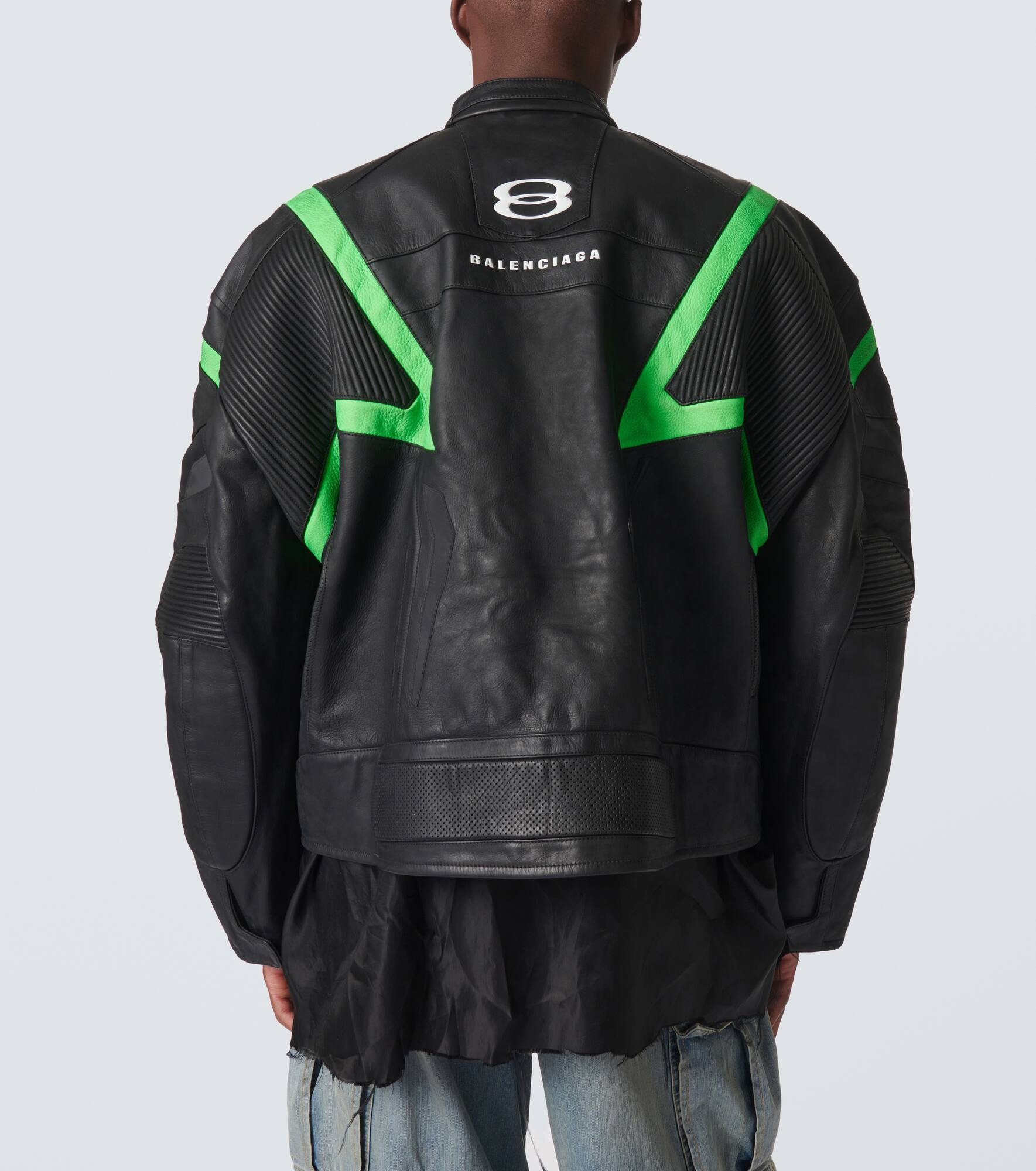 Logo leather jacket - 4