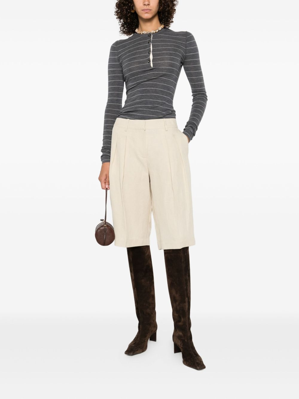 striped button-front top - 2